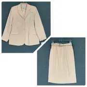 Alfred Dunner Skirt Suit 10 NOS 2 Piece Womens Blazer Jacket Midi Straight Peach