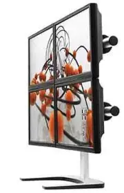 ATDEC Quad Monitor Desk Stand, Up To 32" & 12kg, Vesa 75x75, 100x100, 10 Yr Wty