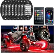 Sylvil 8 Pods Rock Lights for Car, Multi Color RGB LED Rock Lights Kit with APP & Remote Control, Music Mode, Waterproof Underglow Neon Light for Pickup Truck SUV, Car Accessories