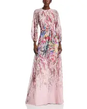 Teri Jon by Rickie Freeman Chiffon Floral Print A Line Dress