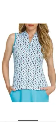 Tail Activewear Ladies Sleeveless Golf Top Mandarin Collar Sz S