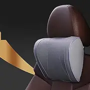 Comfortable 3D Beathable Car Pillow Pu Leather Headrest Neck Pillow fit for Se-at Back Support Travel Pillow Auto Accessories Relieve Fatigue (Color : Coffee) (Color : Grey)