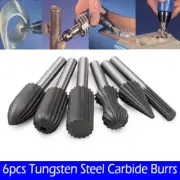 6pcs Rotary Cutter Long Reach Carbide Drill Bit File Aluminum Cut Burr Shank