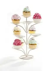 TIERED CUPCAKE TREE STAND 14" White Holds 13 Sm Cake Desserts SWEET SHOPPE NEW!