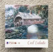 Pheasant River Bridge 750 Pc Jigsaw Puzzle Covered Bridge Carl Valente - Sealed!
