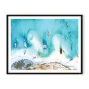 Fishing Village Framed Printed Wall Art - Black