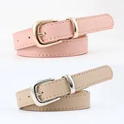 Plain Faux Leather Belt Gold Buckle - Black - One Size