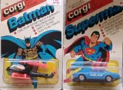 Rare Lot Of 2 Nib Corgi Batman Helicopter & Superman Police Car 1979