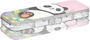 Yoogain Flower Panda Color Plastic Box For Pencils Double-Deck Pens Case Boxes For Stationery Supplies With Snap Lid