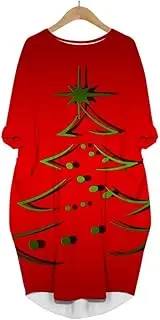[ESOMAVRIX] Merry Christmas Dress 3D Printed Christmas Tree Snowman Lady Long-Sleeved Street Dress /1496