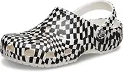 [Crocs] Unisex-Adult Classic Graphic Clogs, White/Black, 7 Women/5 Men
