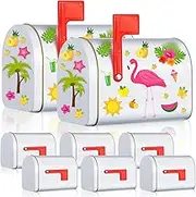 8 Pcs White Mini Tinplate Mailbox Toy Small Toy Mailbox with Raised Signal Flags Post Mount Mailboxes for Boys and Girls DIY Projects Mailbox for Valentine's Day Preschoolers Gift Exchange Activities