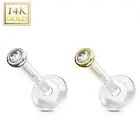 14K Gold Clear Gem BioFlex Labret Philtrum Medusa Tragus Conch Helix Ring Stud