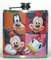 MICKEY MOUSE DISNEY CARTOON GIFT GITFS PARTY BAR 6 OZ LIQUOR HIP FLASK FLASKS