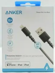 Anker PowerLine Select+ Lightning Charging Cable 6ft Nylon Mfi-Certified