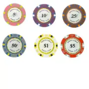MICRO STAKES CASH GAME Monte Carlo Smooth Poker Chips Bulk 5 Cent/10 Cent Blinds