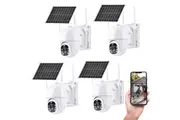 ADVWIN 4Pcs Security Camera Solar Outdoor Wifi Camera, IP66 Waterproof Home Surveillance, Easy Setup, Colour Night Vision, PIR Motion Alarm, 2-Way Audio, 2.4G & 5G Wi-Fi