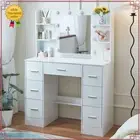 Vanity Set with LED Lighted Mirror & 7 Drawers Dressing Table White Makeup Desk