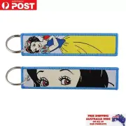 Disney Princess Snow White Keychain Keyring Double Side Embroidered Key Tag Gift