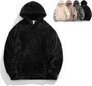 [Generic] Qozys Fluffy Hoodie Men Wearable Blanket Hoodie Adult Mens Fuzzy Sherpa Pullover Hoodie Sweatshirts