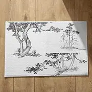 CEVAN Door Mats Floor For House Kitchen Sketch Plants Washable Doormat Roll Up Bathroom Black And White 45x75cm