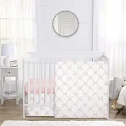 Sweet Jojo Designs 3-Piece Baby Crib Bedding Set (Pink Bows) for Girls, Infants/Nursery incl. Blanket, Fitted Sheet and Cribskirt (Blush, Bow, Ballerina, Ballet Dancer, Princess Collection)