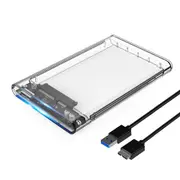 External Hard Drive Case 2.5Inch Transparent USB3.0 Type C Hard Disk Case Tool Free 5Gbps 4TB UASP HDD Enclosure 10Gbps