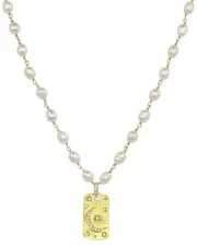 Rachel Reinhardt Gold Over Silver 6-7mm Pearl CZ Freshwater Celestial Necklace