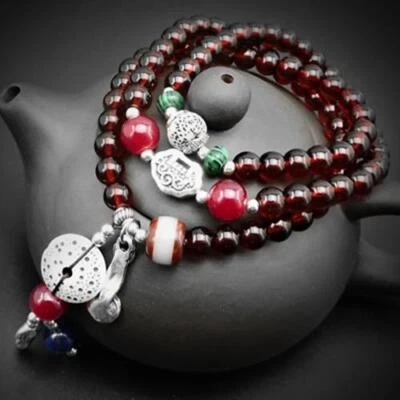 Tibetan Buddhist Carnelian Prayer Beads Mala Semi precious stone Jewel