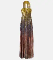 [Elie Saab] Elie Saab Sequined scarf-detail strapless gown AU 14 multicoloured