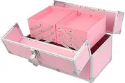 Baluue Makeup Train Case 3 Tier Travel Organizer Box Scratch Resistant Fashion Large Capacity Handle Shoulder Strap