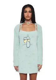 [Dolls Kill x SpongeBob] Squidward Soak Up My Love Dress And Shrug Set