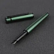 Iridium 0.5mm Designer Fine Nib Fountain Pen, Screw Cap, Come With Free Ink Converter, Compatible With 605B Ink Cartridges (Black Trim, Green)