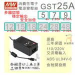 【保固附發票】MW 明緯 25W變壓器 GST25A 5V4A 7.5V 9V 適配器 USB 馬達驅動器 監視器 電源