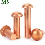 M5 Round Domed Head Solid Copper Rivets Button Head Rivets Old School Fastener