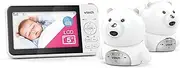 VTech BM5150-BEARN 5" 2-Camera Full Colour Video & Audio Baby Monitor with 2-Way Talk, Soothing Sounds, Room Temperature Monitor, up to 17 Hours Battery Life