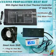 Hydroponics Thermostat Controller Heat Mat 4" Ventilation Fan Clone Seedling Kit