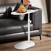 Couch Side Table 360° Rotating Sofa Side Table Height Adjustable End Table C Table Snack Table C Shaped Round End Table Practical Couch Arm Tray Table with Phone & Tablet Slots for Home (White 1pcs)