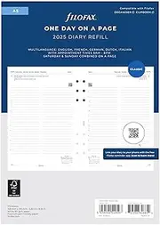 Filofax - Refill 2025 - Classic Day per Page with Appointments - Multilanguage - A5