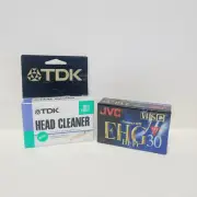 New TDK / Head Cleaning Tape / VHS-C / S-VHS-C + JVC EHG 30 90min VHS-C Blank