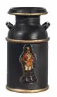 Dollhouse Miniature - Black Milk Can with Soldier Decal - 1:12 Scale