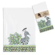 Peacock Bird Tea Towel Kitchen Summer Decor Green Blue Purple Feathers