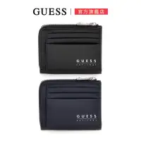 在飛比找momo購物網優惠-【GUESS】金屬LOGO皮革卡夾零錢包(兩色可選)