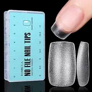 TOMICCA Short Coffin Nail Tips, 450Pcs Soft Pre Shaped Gel Fake Nails, 15 Sizes Full Cover Double-sided Matte Press on Flase Nail Tips for Home DIY Nail Art Women Girls