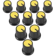 10Pcs Plastic Potentiometer Volume Control Rotary Knob Knurled Shaft Hole Yellow