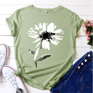 純棉女T恤S-5XL CuteFlower Ladies tshirt Women Cotton T-shirt