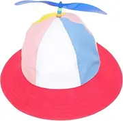 [Anneome] Bamboo Dragonfly Bucket Hat Sun Protection Clothing Hats Toddler Boys Hat Beach Hat for Toddler Boy Novelty Hat Rainbow Umbrella Hat Propeller Beanie Multicolor Hat Kids Hat Cover