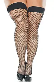 Plus Size Industrial Net Thigh High Stockings With Elastic Top (20036q)