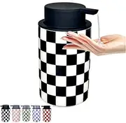 Hand Soap Dispenser for Bathroom, Modern Black and White Dish Soap Dispenser for Kitchen/Bathrooms Countertop, Bottles Refillable for Lotion Liquid Shampoo, Checkered Bathrooms/Kitchens Decor