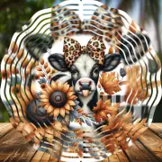 Cow #3, Autumn Time, Wind Spinners 8" Sublimated, High Quality Aluminum (ws45)